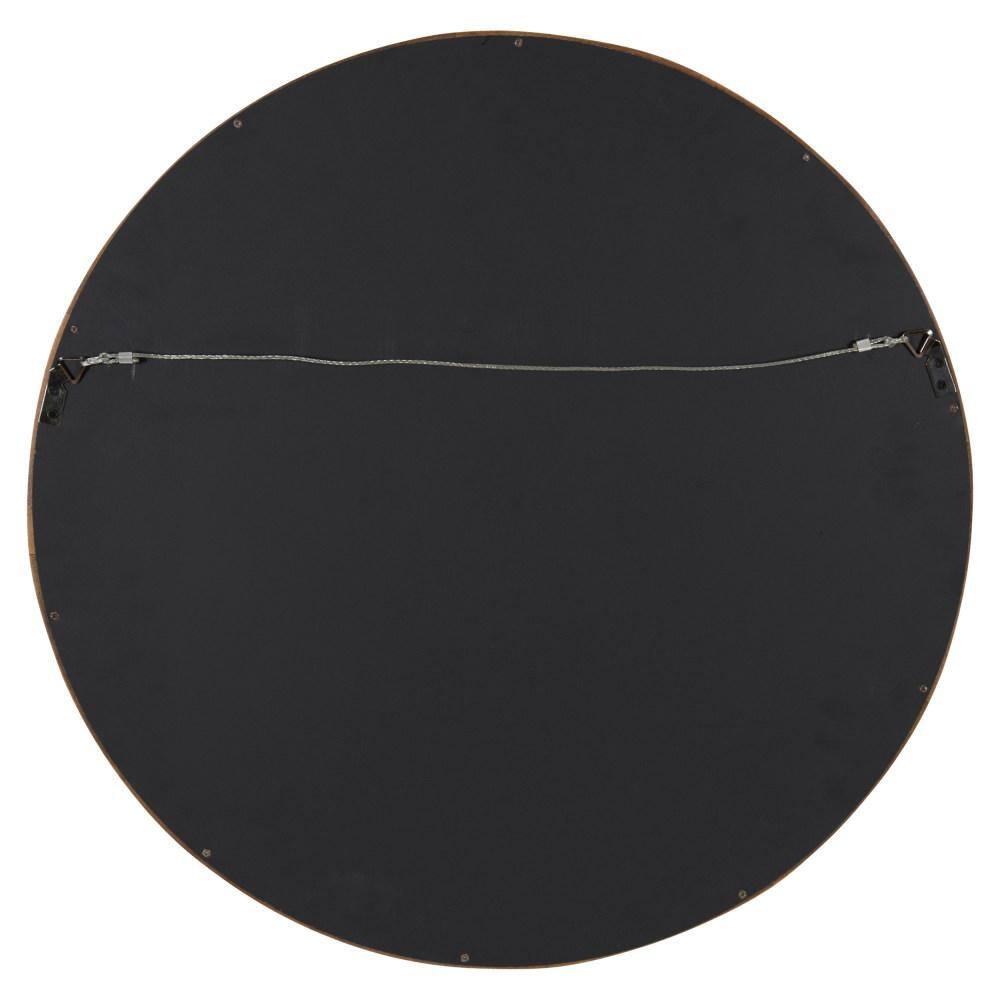 Hutton 22" Modern Round Walnut Wood Frame Wall Mirror