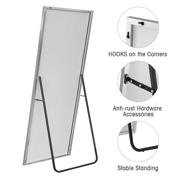 Dovelina 64 in. x 21 in. Modern Rectangle Metal Framed Silver Full