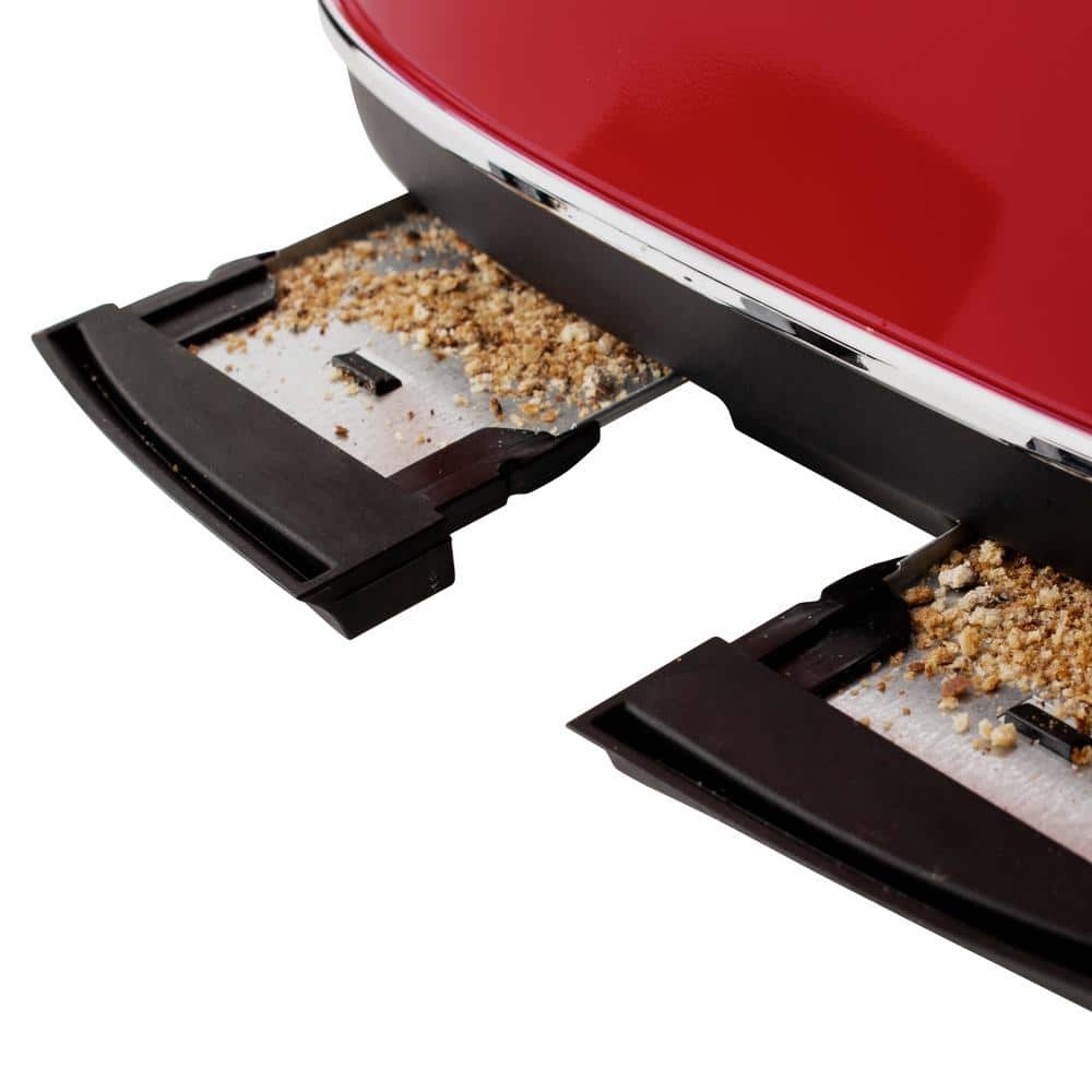 Rectory Red Stainless Steel 4-Slice Digital Toaster with Wide Slots
