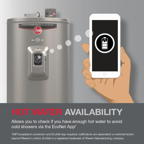 Rheem Gladiator 55 gal. Tall 12 Year 5500/5500-Watt Smart Electric Water  Heater with Leak Detection and Auto Shutoff XE55T12CS55U0 - The Home Depot