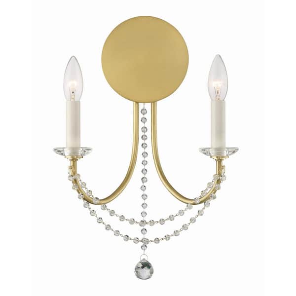Crystorama Delilah 2-Light Aged Brass Wall Mount