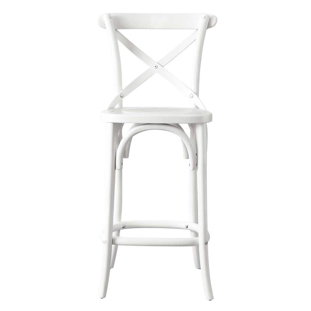 White Elm Wood X-Back Counter Stool