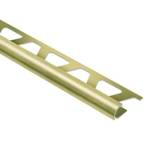 Rondec Brushed Brass Anodized Aluminum 3/8 in. x 8 ft. 2-1/2 in. Metal Bullnose Tile Edging Trim