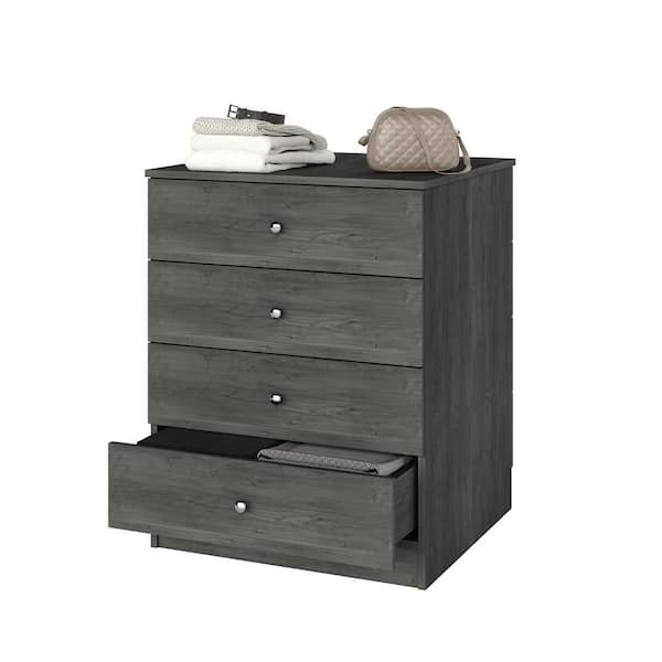 Vista 31.5 in. W Grey Closet Island Freestanding with Slanted Shoe-Shelves and Slab Drawers 4-Shelf Wood Closet System