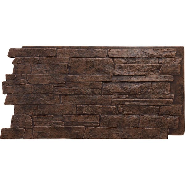 Ekena Millwork Acadia Ledge 49 in. x 1 1/4 in. Sequoia Valley Stacked Stone, StoneWall Faux Stone Siding Panel