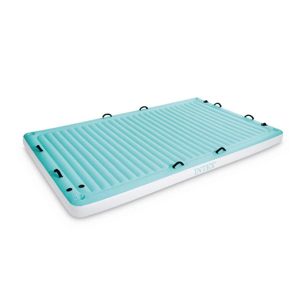 Teal and White Inflatable Floating Water Lounge with Cup Holders