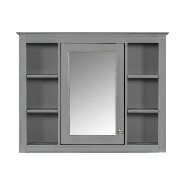Avex Grey 35 in. W x 27.5 in. H Rectangular MDF Medicine Cabinet with Mirror