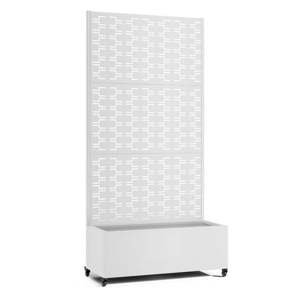 35 in. x 16 in. x 71 in. White Metal Raised Garden Planter Box with Trellis, Rolling Wheels price history on PriceWatchPro