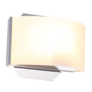 Dakota 1-Light Satin Nickel Sconce with Frosted Glass Shade