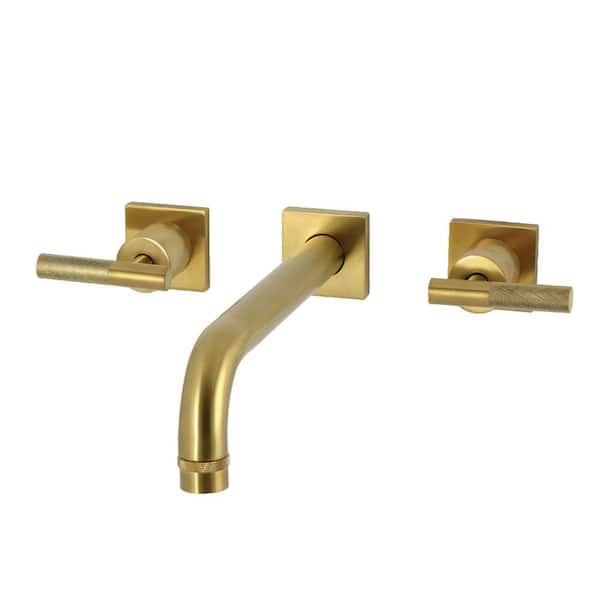 Convergent 2-Handle Wall Mount Roman Tub Faucet in Brushed Brass