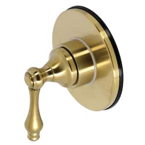 Single-Handle 1-Hole Wall Mount Three-Way Diverter Valve with Trim Kit in Brushed Brass