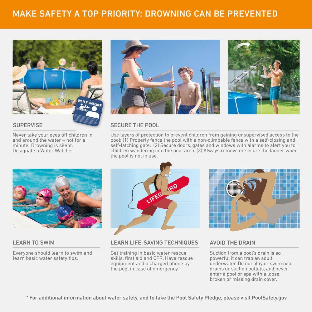 Intex 8.5ft x 5.3ft Blue Rectangular Frame Above Ground Pool