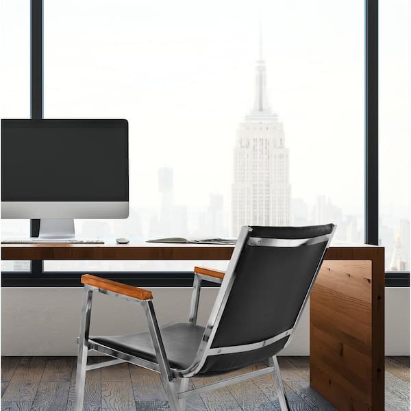 Black Vinyl Chrome Frame Stack Office Chair