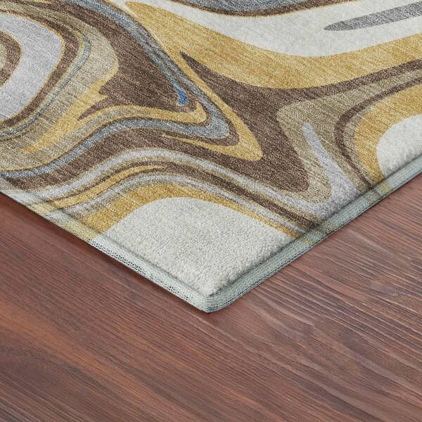 Mayfield Premium Machine Washable Abstract AMF2395 Gray 10 ft. x 14 ft. Area Rug