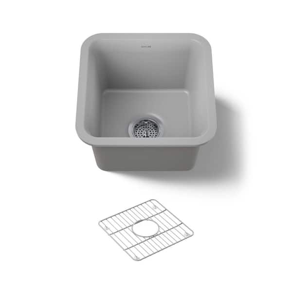 Cairn Matte Gray Granite Composite 14 in. Undermount Bar Sink