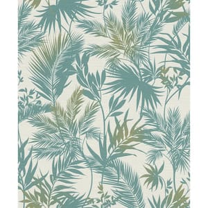 Saura Blue Frond Paper Non-Pasted Textured Wallpaper