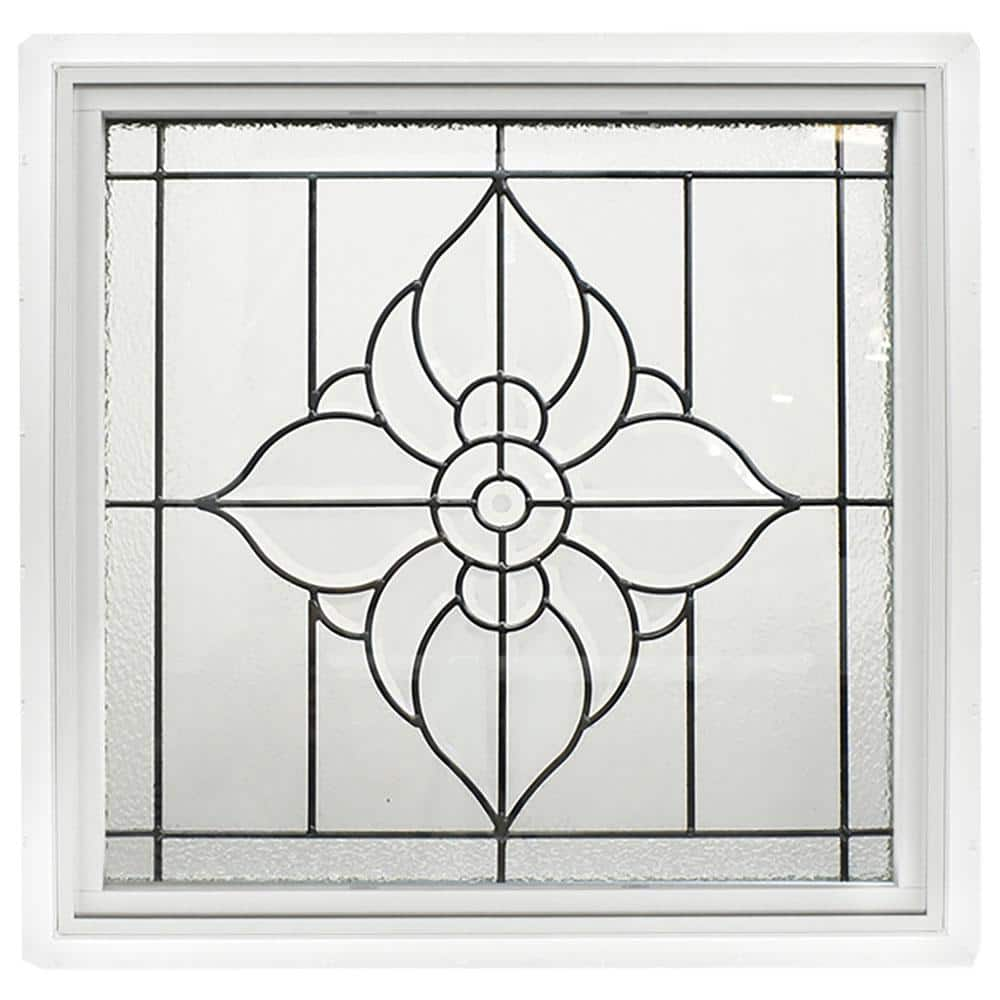 Hy-Lite 23.5 in. x 23.5 in. White Frame Spring Flower Nickel Caming ...