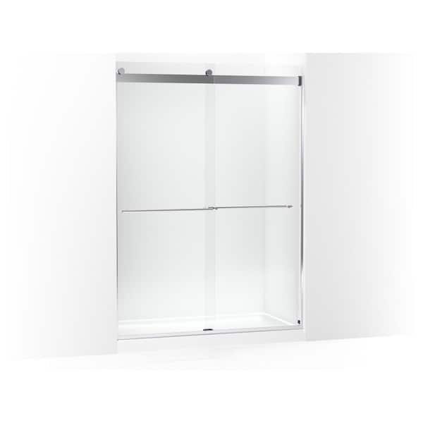 KOHLER Levity Plus 57-60 in. W x 82 in. H  Sliding Frameless Shower Door with 3/8 in. Thick Crystal Clear Glass