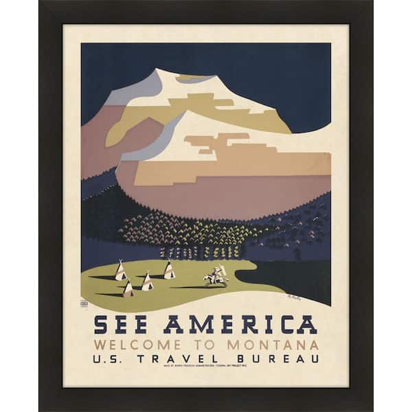 Melissa Van Hise See America, Welcome to Montana, 1936 II Framed Giclee Vintage Art Print 24 in. x 29 in.