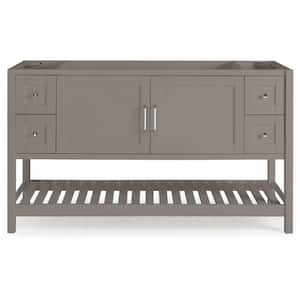 Bennet 60 in. W x 21.25 in. D x 34 in. H Bath Vanity Cabinet without Top in Gray - Large Wood Vanity with Shaker Doors