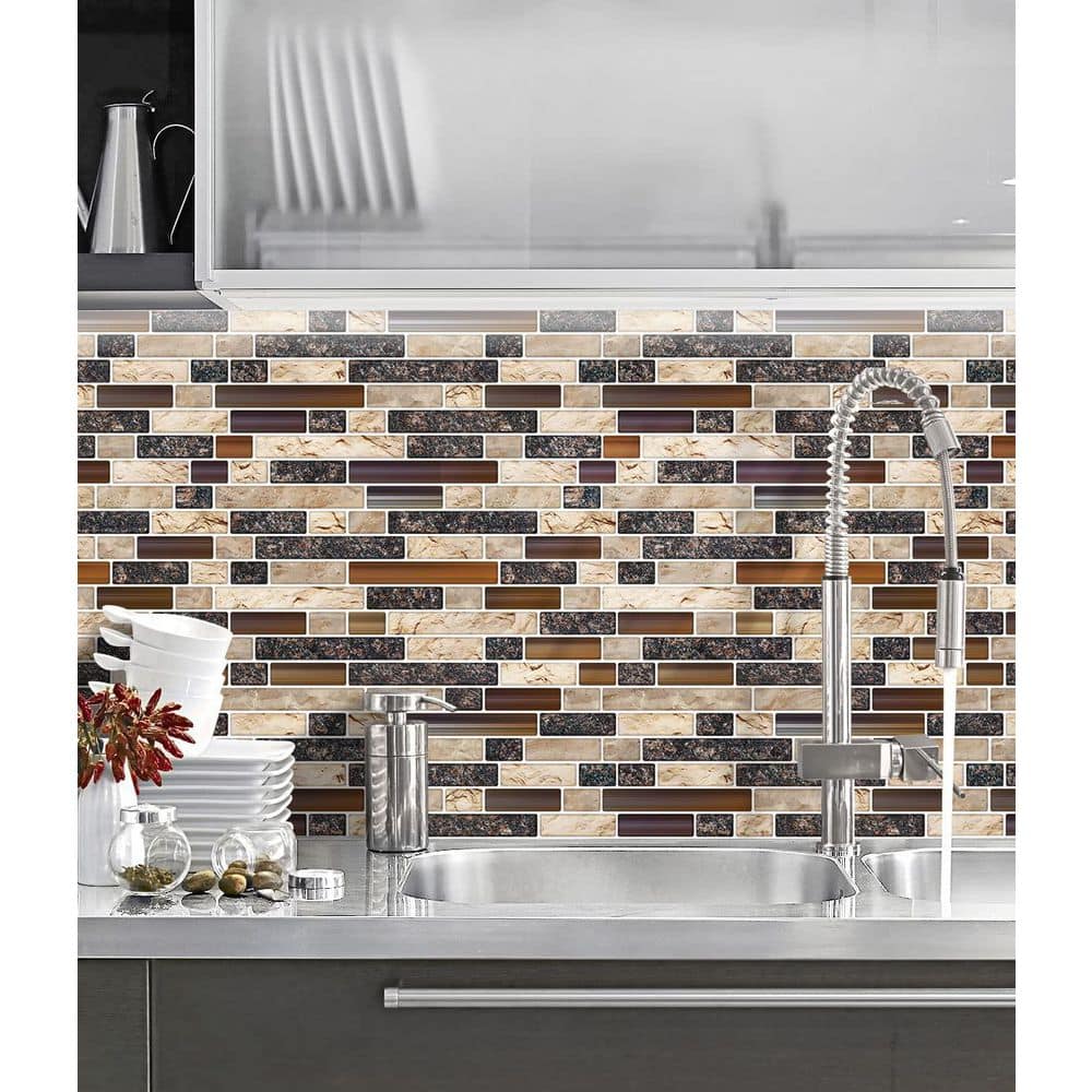 Sand Brown Peel and Stick Backsplash, 12 in. x 12 in. Self-Adhesive Vinyl  Tile, 10-Pack for Kitchen and Bathroom 59B316SA05 - The Home Depot, image size:1000x1000