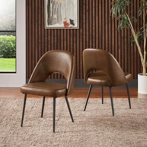 Brown Upholstered Dining Chairs (Set Of 2)