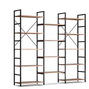 11.81 in. W x 64.84 in. H x 62.2 in. D Iron Frame Wood Top Rectangular Five Layers Shelf Shelves in Black