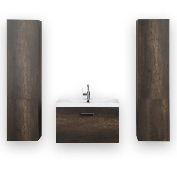 Streamline 31.5 in. W x 18.2 in. H Bath Vanity in Brown with Resin Vanity Top in White with White Basin