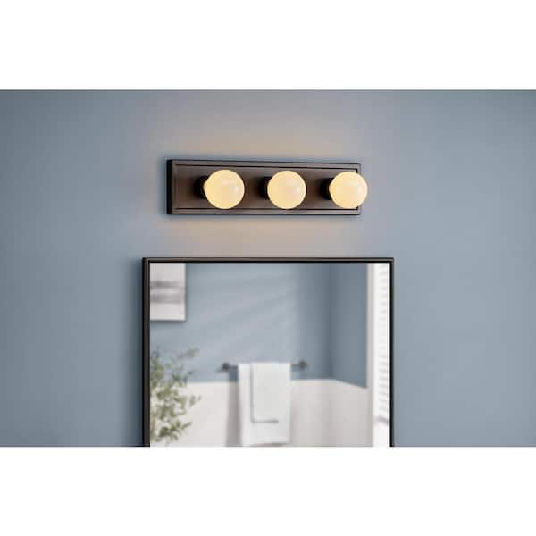 18 in. 3-Light Matte Black Mid-Century Vanity Light