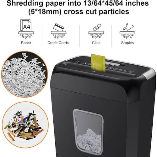 Paper Shredder for Home Use, 6 Sheet Crosscut Paper Credit Cards, Staples, and Clips Shredder Yichuhaoxi Office Storage & Organization
