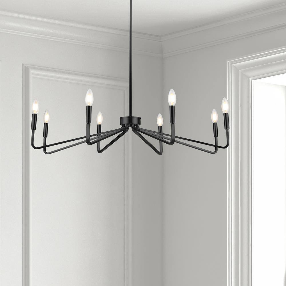 Clayton Matte Black Traditional 8-Light Candlestick Chandelier