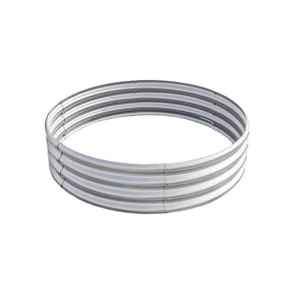 47 in. L x 47 in. W x 11 in. H Silver Metal Tall Round Raised Garden Bed (Set of 2)