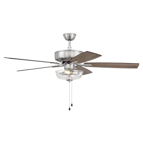 Pro Plus-101 52 in. Indoor Dual Mount Brushed Polished Nickel Ceiling Fan with Optional LED Clear Bowl Light Kit Ceiling Fans With Lights