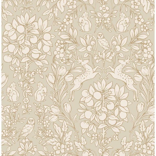 NuWallpaper Brown Taupe Enchanted Vinyl Peel and Stick Matte Wallpaper