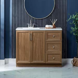 Glacier Bay Bannon 37 in. Single Sink Pearl Gray Freestanding Bath ...