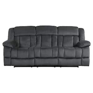 Magnus 90 in. W Straight Arm Microfiber Rectangle Double Manual Reclining Sofa in Charcoal