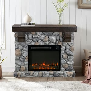 44 in. Freestanding Electric Fireplace in Gray