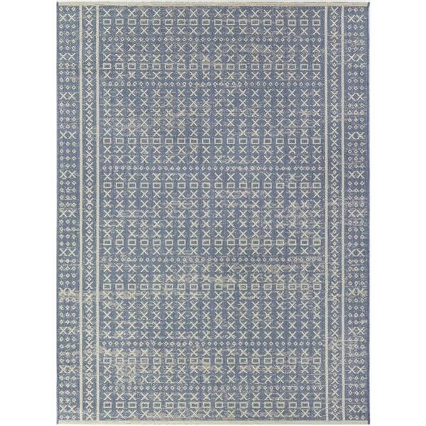 BALTA Carroll Blue 7 ft. 10 in. x 10 ft. Stripe Indoor/Outdoor Area Rug