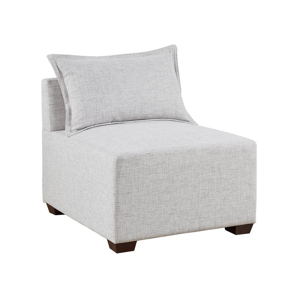 Silver Gray Fabric Modular Sectional Sofa with Ottoman