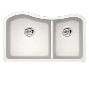 Undermount Quartz 32-1/2 in. 60/40 Double Kitchen Sink in Alpine White