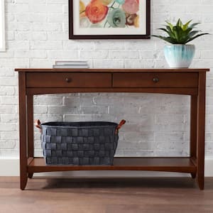 Cedar Springs Rectangular Sable Brown Finish Wood 2 Drawer Console Table (47.48 in. W x 30 in. H)