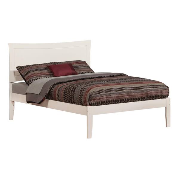 Atlantic Furniture Metro White Full, Metal Bed Frame Queen Size With Vintage Headboard And Footboard Platform Base Wr