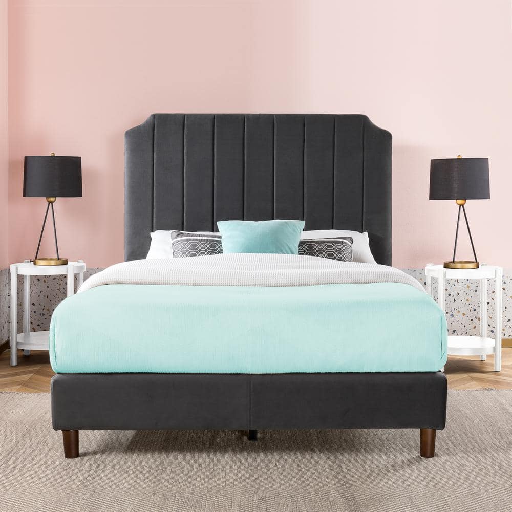 Zinus Charlotte Slate Black King Upholstered Platform Bed
