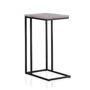 Ebnall 16.5 in. Antique White and Black Rectangle Wooden End Table