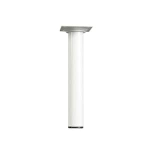 Round Metal Table Leg, White - 8 in. H x 1.125 in. Dia. - Steel Construction with Wide Foot Pad for Stability
