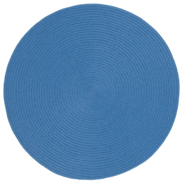 SAFAVIEH Braided Dark Blue Doormat 3 ft. Round Abstract Round Area Rug