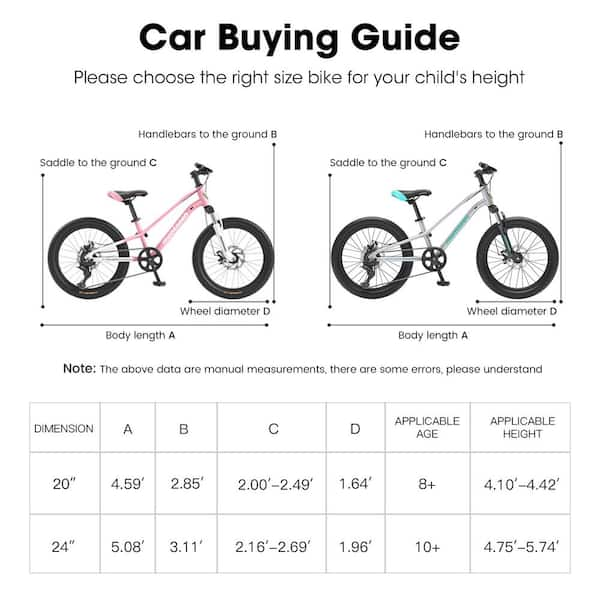 Youth store bike chart