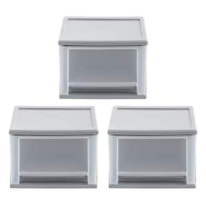 12 in. W x 8.39 in. H Stackable Storage Drawer, Single Drawer in Gray (3-Pack)