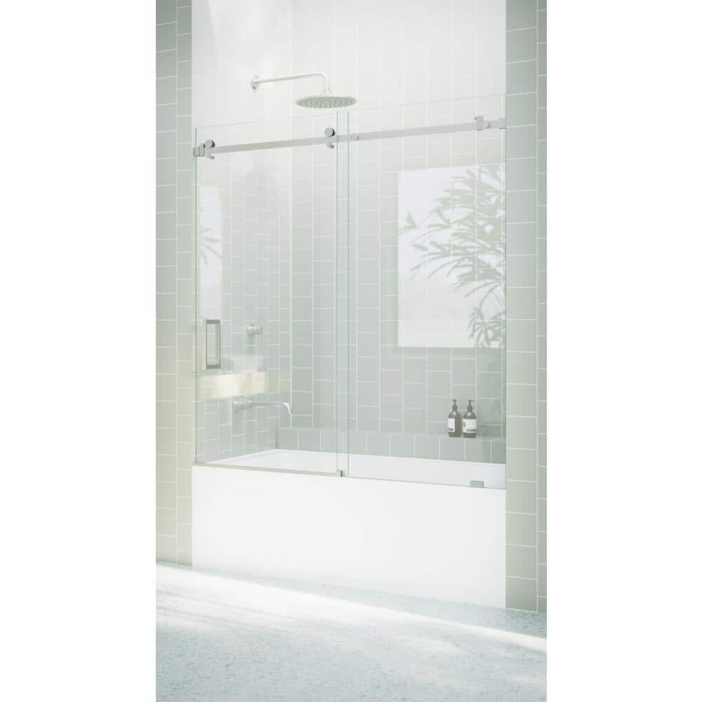 Astro 60" Frameless Sliding Bathtub Door with Brushed Nickel Hardware