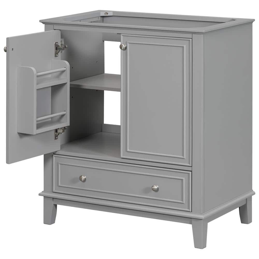 29.5 in. W x 17.8 in. D x 33.8 in. H Gray Linen Cabinet Bathroom Vanity wit